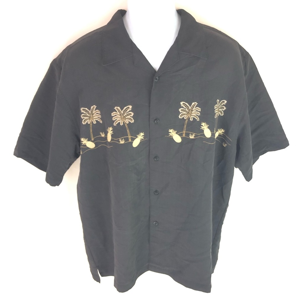Havana Men’s Black Hawaiian Button Shirt L